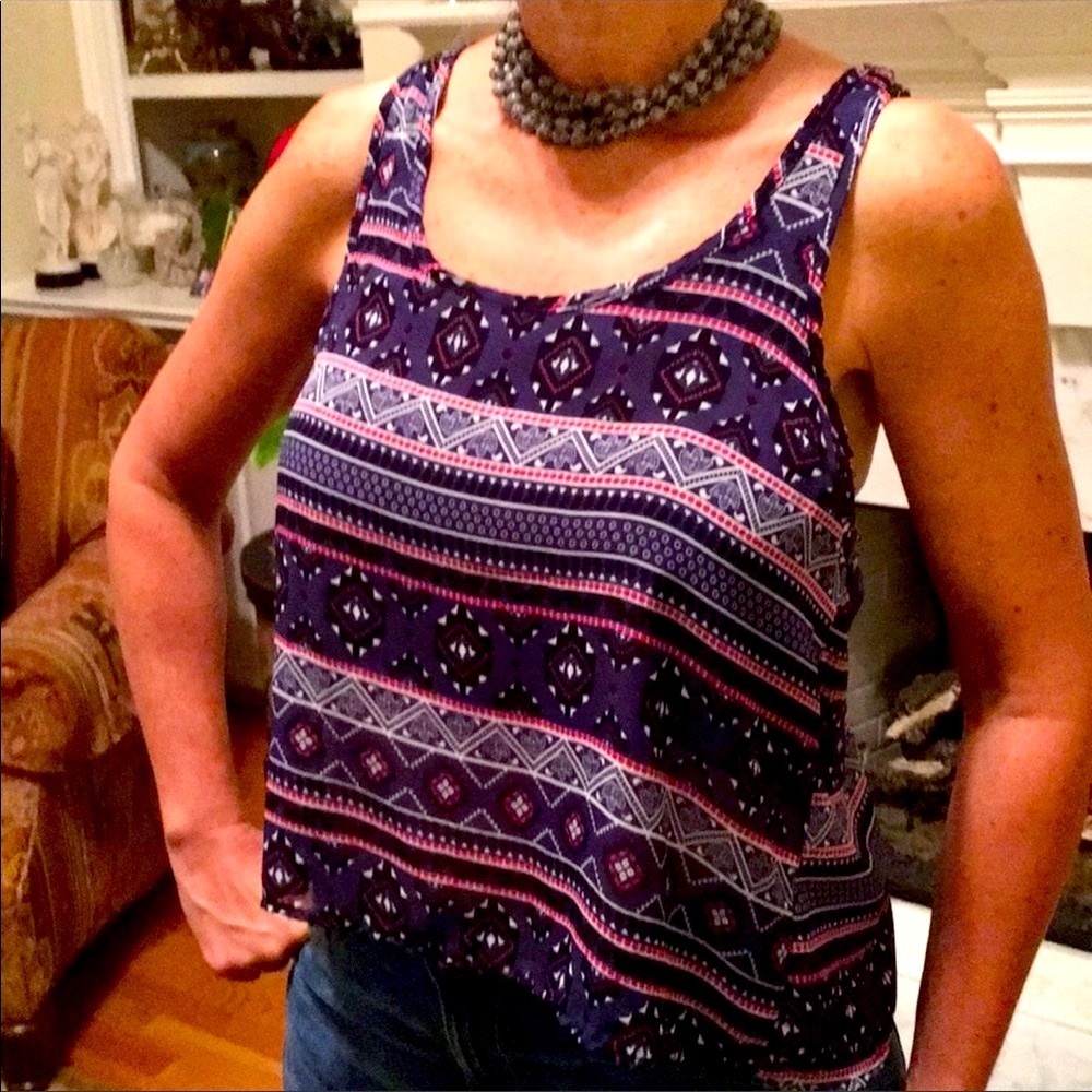 Patterned Crop Top with Back Interest